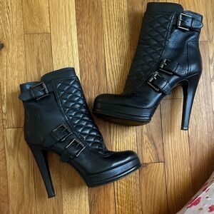 Nine West  Black Quilted High Heel Boots